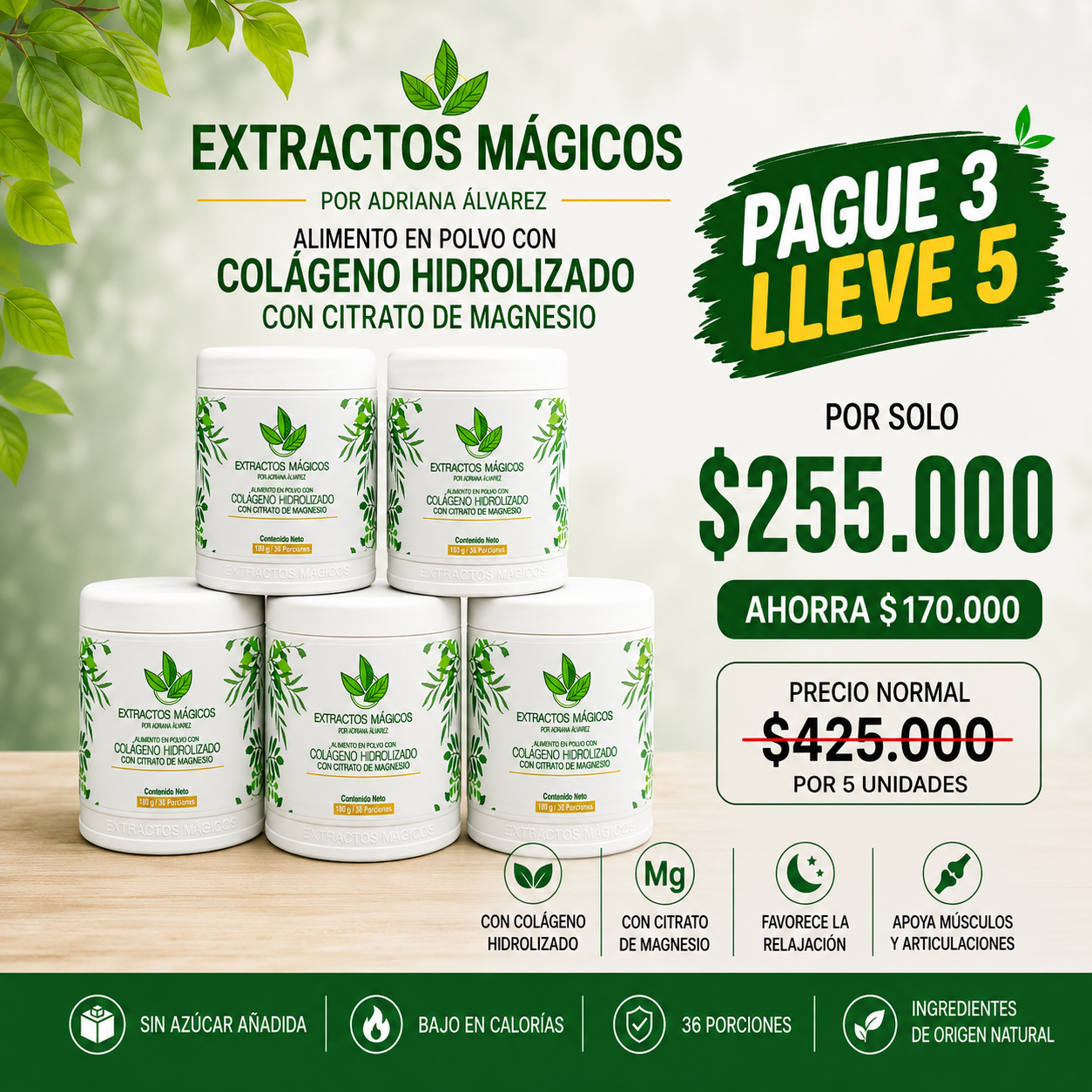 Colageno con citrato de magnesio pague 3 lleve 5